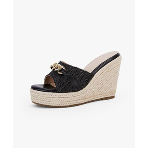 Coutgo Women's Wedge Sandals Platform Espadrille Heel Chain Slip On Casual Summer Slides Size 5