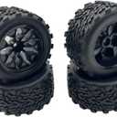 12mm Hex RC Wheels and Tires 1/10 Scale RC Truck Tires and Wheels for Traxxas Rustler Stampede 2wd 4x4 vxl Hoss E-Revo Redcat Volcano EPX RIAARIO AMORIL, Preglued