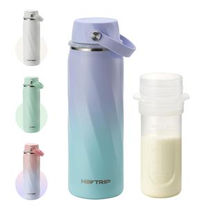 HEYTRIP Portable Breastmilk Cooler - 20oz Stainless Steel Milk Chiller Bottle for Travel & Work | Reusable Breastmilk Storage Container, 36+ Hour Cooling, TSA Approved | Violet Aurora