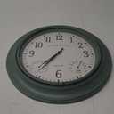 La Crosse Clock 433-3846 18 in. Indoor/Outdoor Sage Green Quartz Wall Clock with Temperature & Humidity