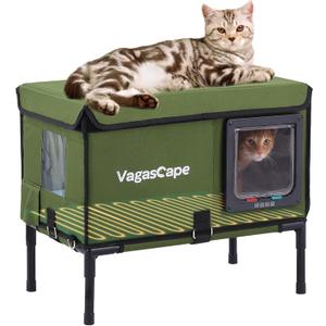 Vagascape Heated Cat House for Outside - Waterproof, Windproof, Easy Assembly, Perfect for Outdoor & Indoor Use