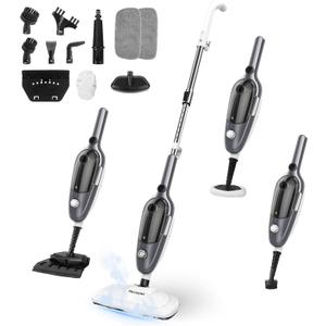 Steam Mop - All-in-one Powerful Handheld Steam Cleaner Detachable Floor Steamer with 11 Accessories, MultiPurpose Steamer for Hardwood Floors, Clothes,Windows,Tiles,Furniture,Carpet, Whole Home Use (Gray)