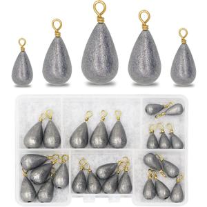 Fishing Weights Sinkers Kit, 25pcs Various Bass Casting Weights Drop Shot Sinkers Catfish for Saltwater Freshwater Fishing