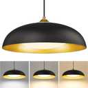 kudos 15 Inch Large LED Pendant Lights, Black and Gold Pendant Light Fixtures, Modern Hanging Lights for Kitchen Island, Dining Room, Living Room, Bedroom, 5CCT Adjustable, KDPL02-BK