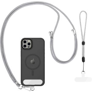 CACOE Phone Lanyard 2 Pcs-1 Pcs Adjustable Neck Strap, 1 Pcs Wrist Strap, 2 Pcs Pads, Universal Crossbody Multifuctional Cell Phone Lanyards Compatible with Most Smartphones(Gray)