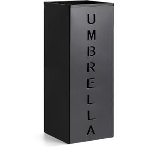 Hiceeden Square Metal Umbrella Holder, Free Standing Umbrella Rack Stand for Indoor Entryway, Umbrella Canes Walking Sticks Storage Bin for Office, Home, Hotel, Shop, 6.3" x 6.3" x 16.5", Black