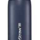 LifeStraw Go Series  Insulated Stainless Steel Water Filter Bottle for Travel and Everyday Use, Removes Bacteria, Parasites and Microplastics, Improves Taste, 18oz Aegean Sea