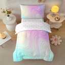 4 Pieces Toddler Comforter Set for Girls,Pink Tie Dye Toddler Bedding with Comforter Sheets and Pillowcase