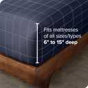 Bare Home Fitted Bottom Sheet Queen Size - Premium 1800 Microfiber - Ultra-Soft Hotel Luxury - Deep Pocket - Durable and Long Lasting (Queen, Grid - Midnight Blue/White)