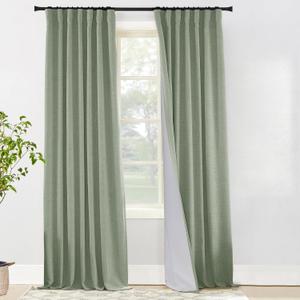Sage Green Curtains 84 Inch Length 2 Panels Set,Light Blocking Thermal Insulated Linen Boho Blackout Curtains 84 Inches Long for Living Room Bedroom,Cottagecore Cottage Core Spring Decor (50"W x 84"L (Pack of 2))