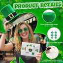 7 Pcs St. Patrick's Day Costume Accessories Leprechaun Top Hat Shamrock Earrings Glasses Irish Stickers Set for Women