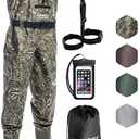 Foxelli Chest Waders – Waterproof 2-ply Nylon/PVC Camo Hunting Fishing Waders for Men and Women with Boots, Size 12