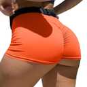 Mizoci Women's Sexy Gym Biker Booty Shorts High Waisted Ruched Workout Shorts (Orange, X-Small)