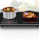 VBGK 2 burner Induction Hop,3600W Electric hob 2 burner with Knob Control,9 Power Levels, Kids Lock & Timer,LED touch control,double induction hop