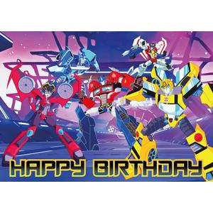 8.3 x 11.7 Inch Edible Square Cake Toppers  Robot Hero Adventure Themed Birthday Party Collection of Edible Cake Decorations