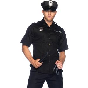 Leg Avenue Men's 4 Pc Cuff 'Em Cop Costume with Shirt, Cuffs, Hat, Toy Baton (X-Large)