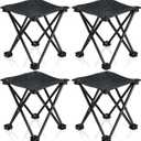 4 Pack Camping Stool Foot Rest Small 11Inch Portable Folding Camping Chair Lightweight Foot Rest Seat with Carry Bag for Fishing Hiking Gardening Beach Outdoor Walking Backpacking Travel BBQ (Black)