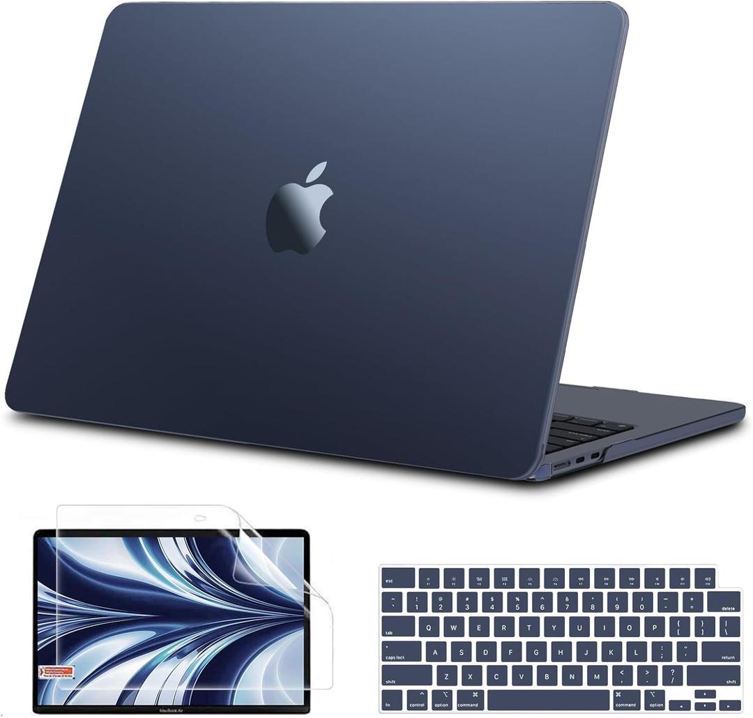 B BELK Compatible with MacBook Air 13 inch Case 2025 2024 2023 2022 M4 A3240 M3 A3113 M2 A2681,[100% Match Official Color] [Slim Armor] Plastic Hard Shell Case for MacBook Air 13.6 inch,Midnight Clear