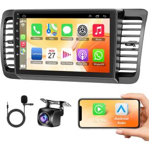 4+64GB Car Radio for Subaru Legacy Outback 2005-2009 Head Unit with Wireless Carplay&Android Auto, Android 13 IPS HD Car Stereo with GPS Wi-Fi Voice Control Bluetooth 5.2 FM DSP EQ SWC Backup Camera