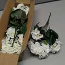 Artificial Geranium Fake Flowers for Outdoors Decoration, 6 Bundles Silk Geraniums White Flower UV Resistant Look Real Faux Plants for Front Door Garden Porch Planter Patio Balcony Yard Indoor Home