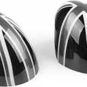 Bruce & Shark Union Jack Pattern Side Mirror Caps Set Covers for MINI Cooper Countryman/Clubman/Hardtop 5-Door (F54/F55/F56/F60) 2014-2019(Auto Powerfolding only), Convertible F57