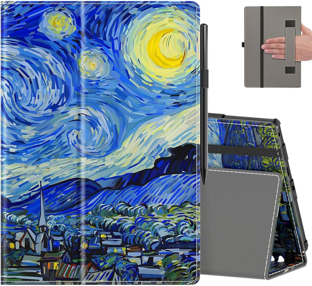 COOWPS Case for All-New Amazon Fire HD 10 Tablet (13th/ 11th Generation, 2023/ 2021 Release) 10.1" - Slim Folding Stand Cover with Auto Wake/ Sleep, Hand Strap & Stylus Pen Holder, Starry Sky