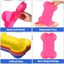 Nitial 60 Pcs Dog Bone Shaped Serving Trays, Plastic Dog Birthday Decorations Colorful Pet Patrol Plates Food Bowls Disposable Tableware Party Supplies(Bright Color)