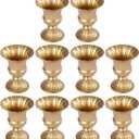 Pack of 10 Metal Flower for Wedding Table Centerpiece 16cm/6.3in High Small Flower Vase Indoor Table Decoration Centre Pieces for Home Dining Room Party Birthday, Gold (10Pack, 16cm/6.3in H, Gold)