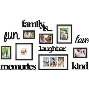 Jerry & Maggie - Photo Frame | Plaque College Frame - Black Wall Decoration Combination - Black PVC Picture Frame Selfie Gallery Collage With Full Size Hanging Template & Wall Mounting Design, large medium small