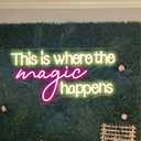 Large This Is Where The Magic Happens Neon Signs, Dimmable Neon Light Signs with ON/OFF Switch, LED Neon Light Sign for Living Room Home Gym Decor, Wedding Birthday Party Neon Sign, 25x13 Inch