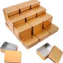 40 Pack Golden Rectangular Metal Tin Boxes with Lids, 4.9" L x 3.6" W x 1.6" H Durable Metal Storage Organizer Tins for Candy, Treats, Gifts, Crafts & More