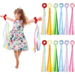 VioraWhite 12 Pcs Rainbow Dance Ribbons for Kids Rainbow Rhythm Ribbons Elastic Wrist Streamers Hand Held Rhythm Streamers Gymnastics Dance Party Props for Adult Decor (0.8 x 19.7 Inch,Macaron)