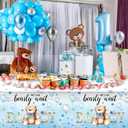 Tegeme 6 Pack Bear Baby Shower Tablecloth Plastic Bear Table Cover We Can Bearly Wait Tablecloth for Kids Birthday Party and Gender Reveal Decorations, 54 x 108 Inch (Blue)