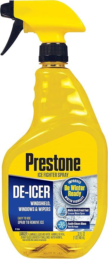 Prestone AS247 Trigger Spray Windshield De-Icer, 32 oz. with a Windshield Wiper