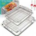 Air Fryer Basket, OPENICE 2 Set Air Fryer Pan and Crisper Tray for Oven, Non-stick Oven Air Fryer Basket for Baking and Crispy Foods - Large & Medium