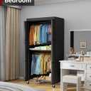 Sakugi Portable Wardrobe Closet with Cover, 35.4" x17.7" x79.7", Black