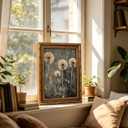 Vintage Gold Framed Dandelion Wall Art Moody Cottagecore Dandelion Painting Canvas Print Gothic Dark Plant Print Poster Wall Decor Retro Moody Plant Floral Poster Artwork for Bedroom Living room