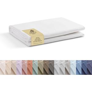 Linen Home 100% Cotton Percale 1 Flat Sheet, Full Size - Crisp, Cool and Strong Bed Linen, Luxury Breathable Sheet, White