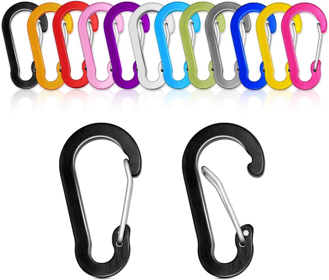 12pcs Aluminum Small Carabiner Clip, 2 Inch Carabiner Keychain Clasp Spring D Ring for Hanging Home KeyRings Hook Paracord Lanyard Keychain Pet Collar Hiking Camping Fishing Accessories 