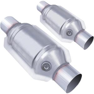 2.5" Universal Catalytic Converter 2.5" Inch Inlet/Outlet2 Pack High Flow Catalytic Converter with Heat Shield and O2 Port