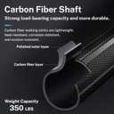 Carbon Fiber Walking Cane for Men and Women - 10 Height-Adjustable, Cane for Seniors Balance, Carbon Fiber Cane Ultralight 0.55 lb, Black Matte, 350 lbs Capacity(Black), 97 cm