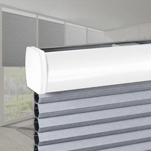 SEEYE Cordless Cellular Shades, Blackout Honeycomb Blinds 20" W x 64" H Room Darkening Pleated Window Shades Pull Down Shades for Bedroom Nursery, Grey and White