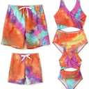 PATPAT Family Matching Swimsuits Swimwear Set for Couples Mommy and Me Striped Spliced Bathing One-Piece Swimsuits, Size L, Pack of 1 
