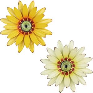 hogardeck 2 PCS 11" Metal Sunflower Wall Decor for Indoor Outdoor, Sunflower Kitchen Wall Decor Floral Metal Wall Art, Outdoor Decor for Bathroom, Living Room, Porch, Garden, Yard (yellow white-2081)