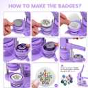 Mryitcal Button Maker Machine 1''+1.25''+2.25'' Pin Maker Button Press Machine w/ 300 Metal Pinback, 10 Fridge Magnet, 5 Badge Charm, 1 Cutting Mat, Badge Making Kit for Custom Badge, Party Favors (Purple)