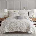 Levtex Home - Becker Taupe Quilt Set - King Quilt and Two King Shams - Ikat - Taupe, Grey and Cream - Quilt (106x92in.) and Shams (20x36in.) - Reversible - Cotton, Quilt - King/Cal King