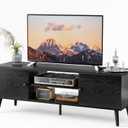 TV Stand for up to 60 inch TVs, Wooden TV Entertainment Center with Storage Cabinet and Soft Hinge Door, Modern TV Media Console Table for Living Room Bedroom Office Furniture, Black