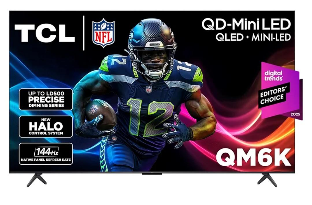 TCL 75 Inch Class QM6K Series | Mini LED QLED 4K HDR | 75QM6K, 2025 Model | 120HZ-144HZ High Brightness Smart Google TV Dolby Atmos Onkyo Audio | Voice Remote Alexa Gaming Streaming Television