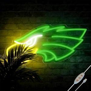 Jevuoyee Eagle Neon Signs for Wall Decor, Dimmable Eagles Logo Neon Light, LED Decor Birthday Gifts for Man Cave, Game Room, Bedroom, Bar, Bistro, Club, Cafe (Green)