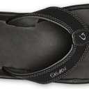 OLUKAI Ohana Men's Beach Sandals, Water Resistant Flip Flops, Arch Support & Comfort Fit, Lightweight & Durable, Enhanced Grip & Traction (Black)